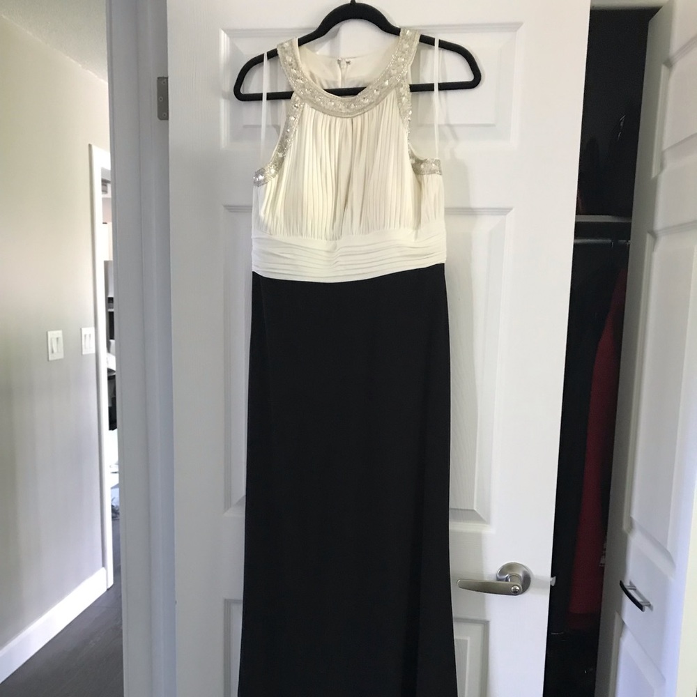 Black and white floor length gown